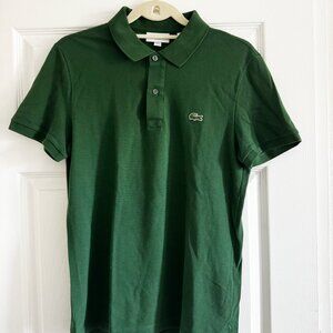 Lacoste Men's Slim Fit Short Sleeve Ribbed Polo Shirt in Green